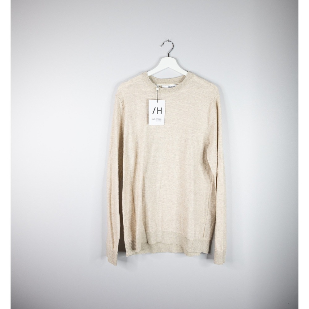Selected‎ Homme Buddy Crew Neck Men's Large Light Sand shirt NEW minimalist